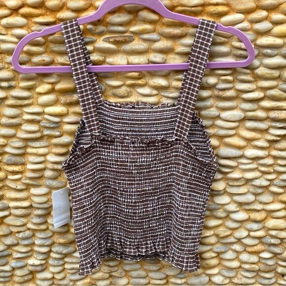 NWT Sanctuary Anthropologie Rushed Brown & White Cropped Tank Top. Small. New! - Picture 3 of 7